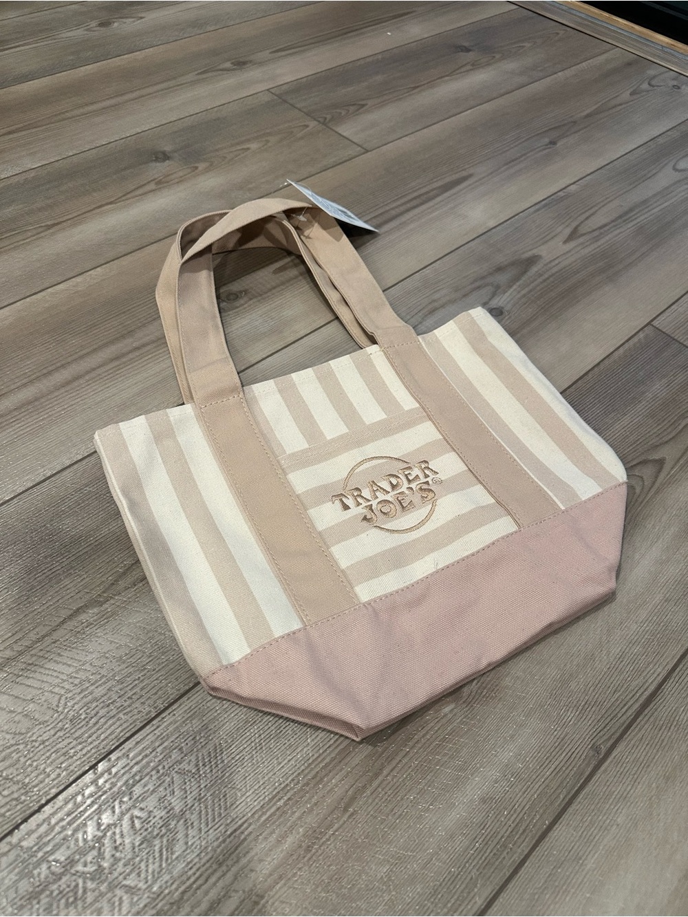 Trader Joe’s Pastel Striped Canvas Tote Bag - Tan